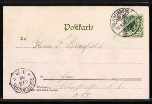 AK Fürst Bismarck mit Pickelhaube, Germania mit Schild und Schwert