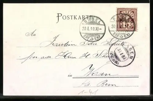 AK I. P. Hebel im Porträt, Markgräflerin in Tracht