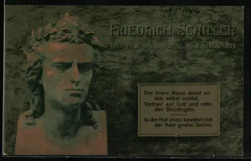 AK Büste von Friedrich Schiller, Spruch