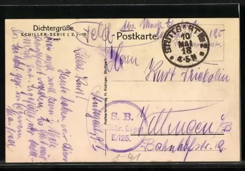 AK Büste von Friedrich Schiller, Spruch