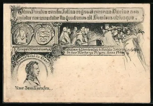 Lithographie Uwe Jens Lornsen, Siegel Waldemann