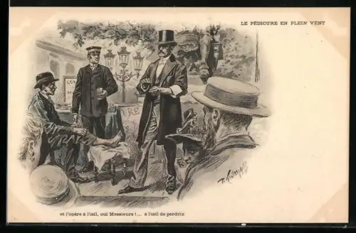 Lithographie Le Pedicure en plein vent