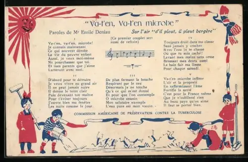 AK Kinder schrubben den Fussboden und verjagen Krankheitskeime, Medizin, Tuberkulose