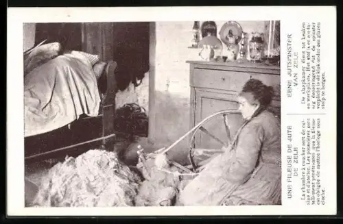 AK Bruxelles, Exposition du Travail a Domicile 1910, Dame mit Spinnrad