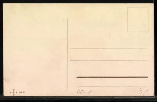 Künstler-AK Mann wird von einem anderen Mann versolt, Kann nicht kommen bin verhintert