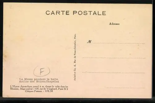 AK La Messe pendant la Halte, Utilité des Boîtes-Chapelle, Missionare
