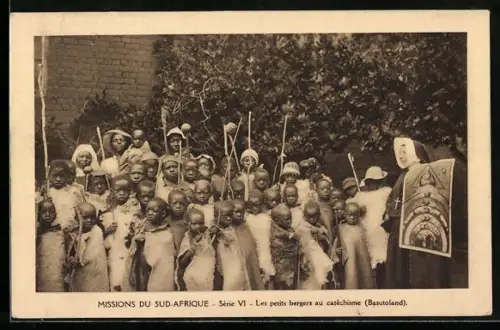 AK Basutoland, Missions du Sud Afrique, Les petits bergers au catéchisme