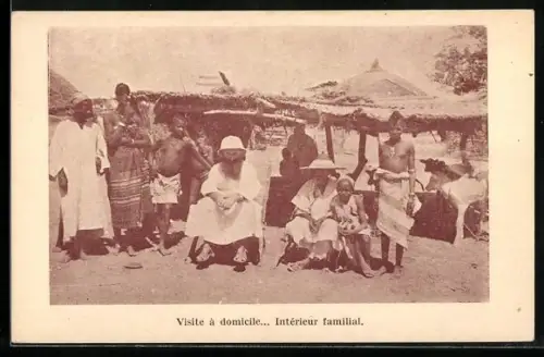 AK Visite à domicile..., Intérieur familial, Missionar