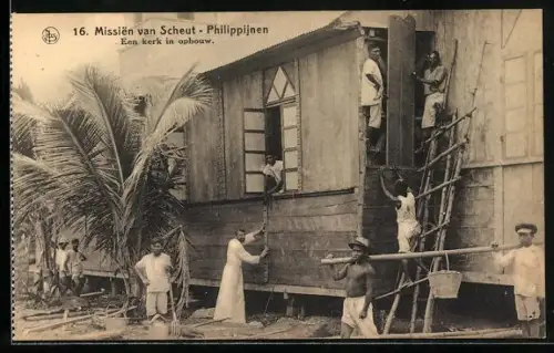 AK Philippinen, Kirche im Aufbau, Missien van Scheut