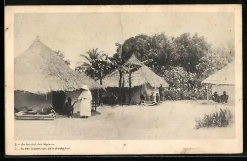 AK Congo-belge, Soeurs Dominicaines-Missionnaires de N. D. de Fichermont, Waterloo, Bruxelles, Au lazaret des lépreux
