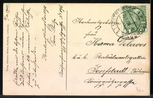 AK Leitmeritz, Panorama mit Kirche