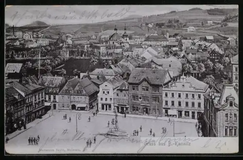 AK Böhm.-Kamnitz, Strassenpartie mit Brunnen