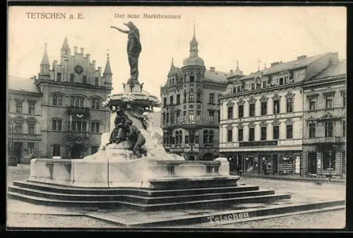 AK Tetschen a. E., Neuer Marktbrunnen