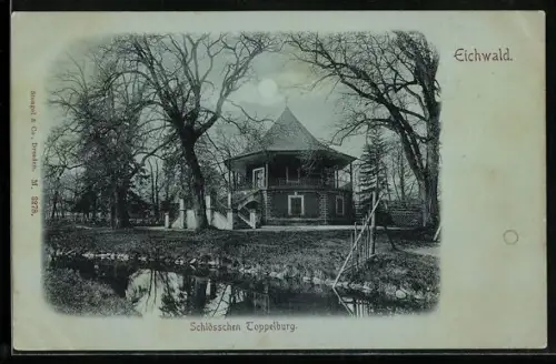 Mondschein-AK Eichwald, Schlösschen Toppelburg