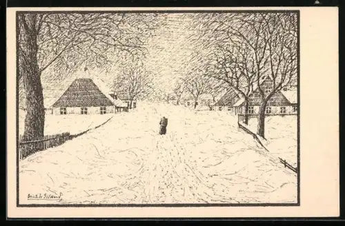 Künstler-AK Einsiedel i. B., Weg in die Einsamkeit