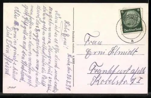 AK Brüx, Hermann Göring-Platz mit Kirche