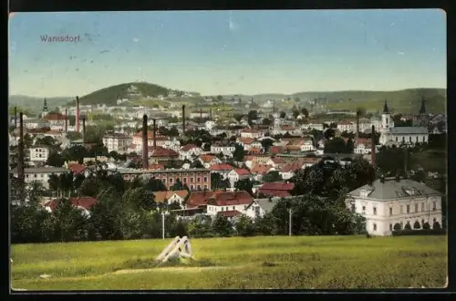AK Warnsdorf, Panorama mit Kirche