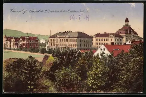 AK Warnsdorf, Volksschule V. Bezirk und k. k. Staatsrealschule