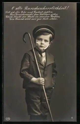 AK Student mit Stock, studentische Szene