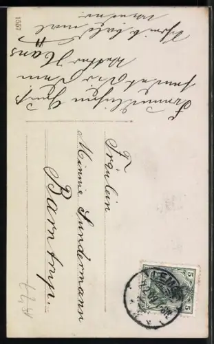 AK Student mit Briefumschlag, studentische Szene