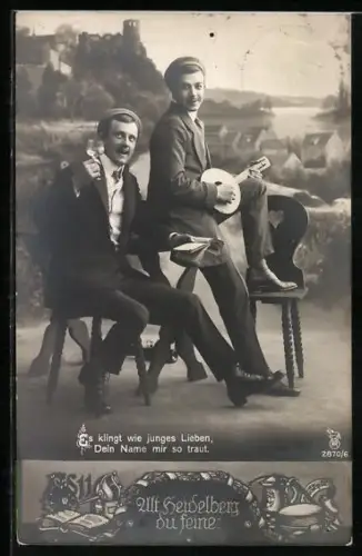 AK Alt-Heidelberg, Zwei Studenten bei Gitarrenmusik, studentische Szene