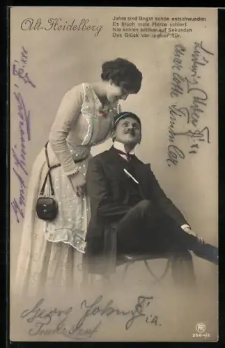 AK Alt-Heidelberg, Student mit seiner Frau, studentische Szene