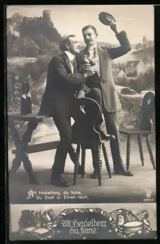 AK Alt-Heidelberg, Zwei Studenten stossen an, studentische Szene