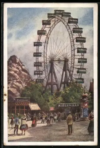 Künstler-AK Wien, Wiener Prater, Riesenrad