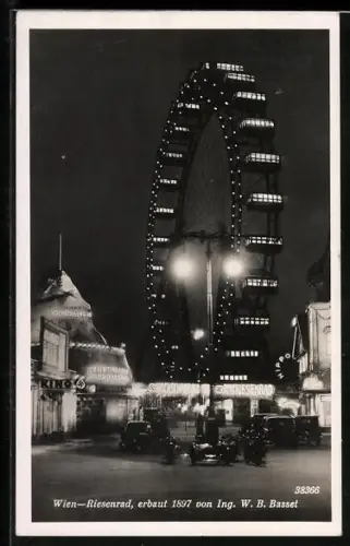 AK Wien, das Riesenrad im Prater, erbaut 1897, 