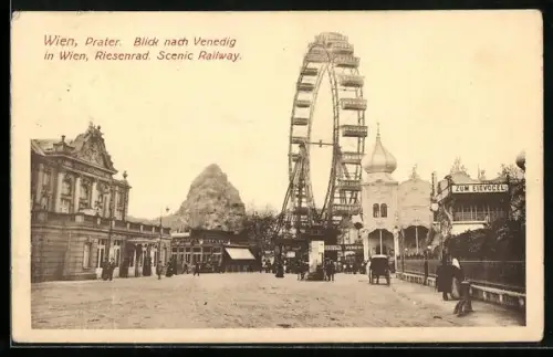 AK Wien, Wiener Prater, Blick nach Venedig mit Riesenrad