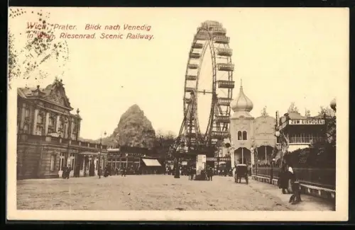 AK Wien, Wiener Prater, Blick nach Venedig mit Riesenrad