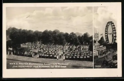 AK Wien, Konzert-Cafe-Restaurant Zum Riesenrad auf dem Wiener Prater