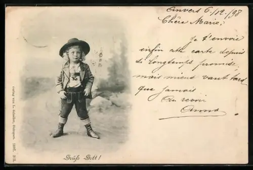 AK Grüss Gott!, Kleiner Trachtenbub