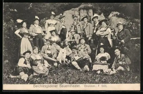 AK Berchtesgaden, Gruppenbild Bauerntheater, Direktion F. Gritl