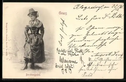 AK Berchtesgaden, Junge Frau in Tracht