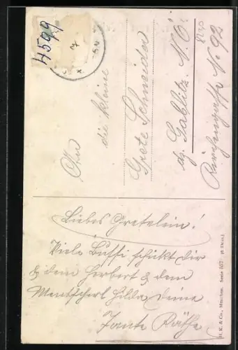 AK Königssee, Trachtenpaar in einem Kahn auf dem See