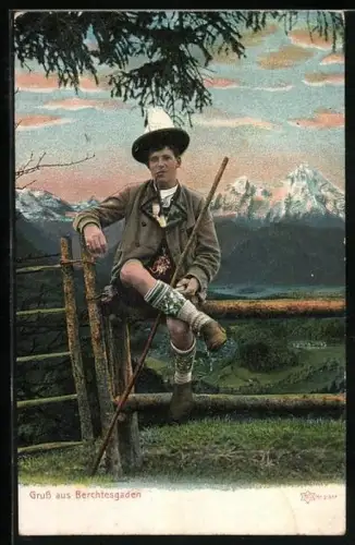 AK Bauer aus Berchtesgaden in Tracht