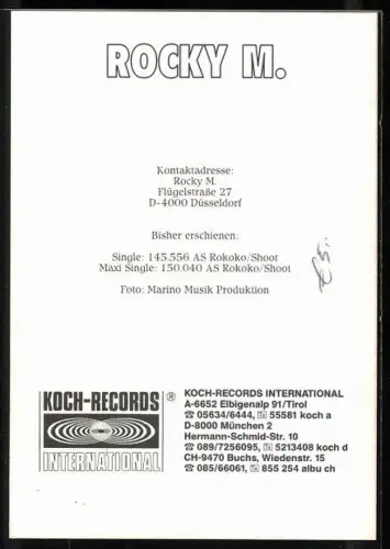 AK Rocky M. in Lederstiefeln und Handschuhen, Autograph