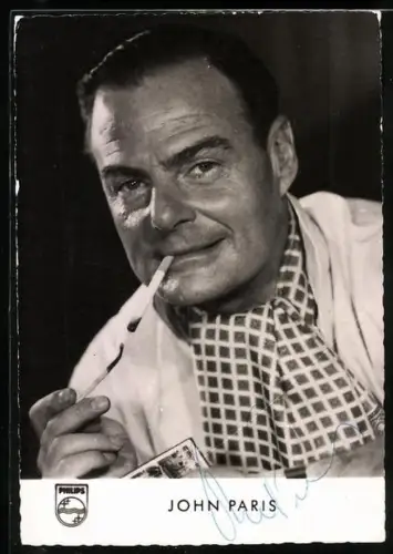 AK Musiker John Paris mit Zigarette, Autograph