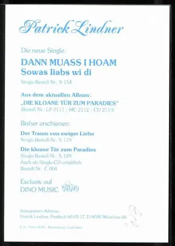 AK Musiker Patrick Lindner im Anzug, Autograph