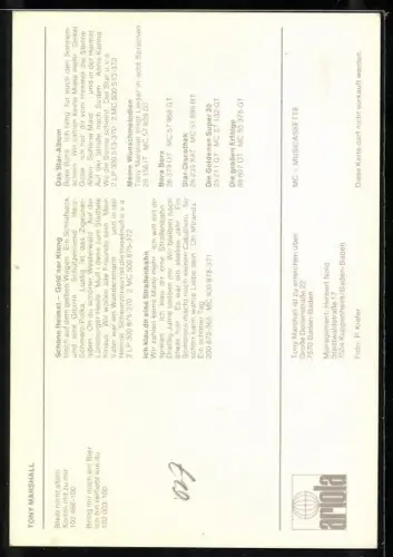 AK Musiker Tony Marshall im Anzug, Autograph