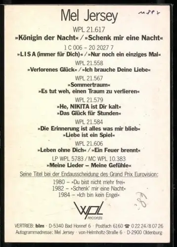 AK Musiker Mel Jersey in grünem Anzug, Autograph