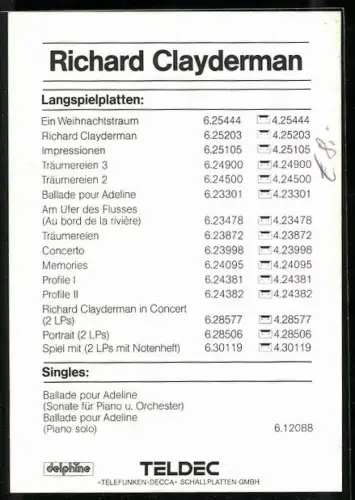 AK Musiker Richard Claydermann im weissen Anzug, Autograph