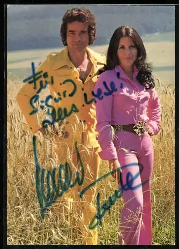 AK Musiker Renate und Werner Leismann auf einem Feld, Autograph