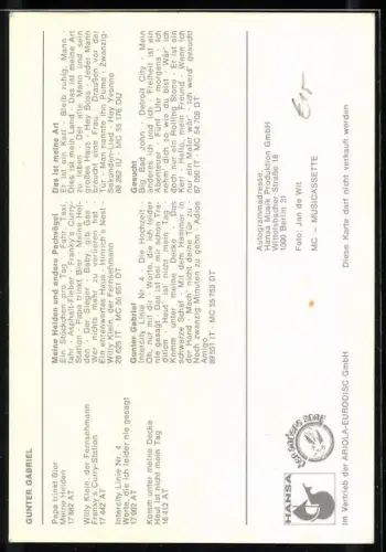 AK Musiker Günter Gabriel mit Gitarre, Autograph