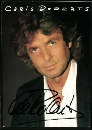 AK Musiker Chris Roberts im weissen Hemd, Autograph