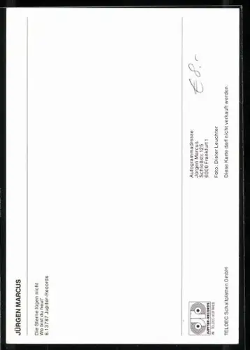 AK Musiker Jürgen Marcus im weissen Anzug, Autograph