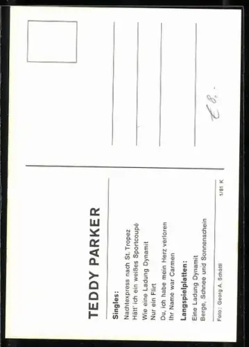 AK Musiker Teddy Parker in gelber Jacke, Autograph