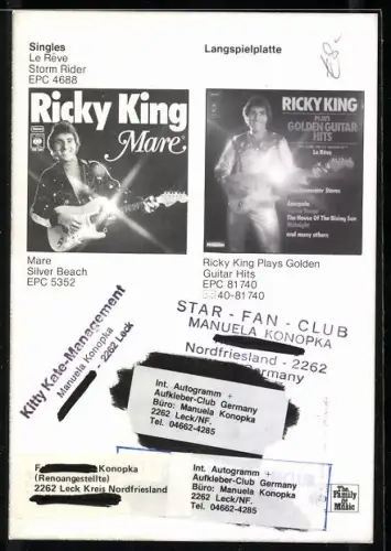 AK Musiker Ricky King mit E-Gitarre, Autograph