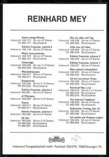 AK Musiker Reinhard Mey mit Gitarre, Autograph